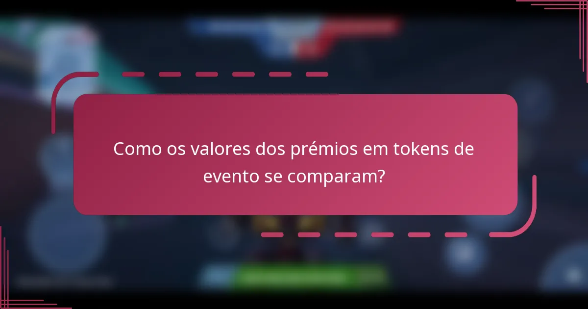 Como os valores dos prémios em tokens de evento se comparam?