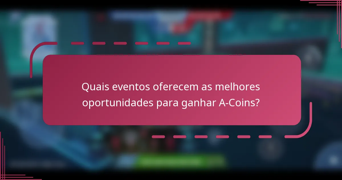 Quais eventos oferecem as melhores oportunidades para ganhar A-Coins?